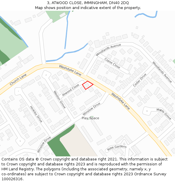 3, ATWOOD CLOSE, IMMINGHAM, DN40 2DQ: Location map and indicative extent of plot