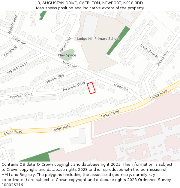 3, AUGUSTAN DRIVE, CAERLEON, NEWPORT, NP18 3DD: Location map and indicative extent of plot