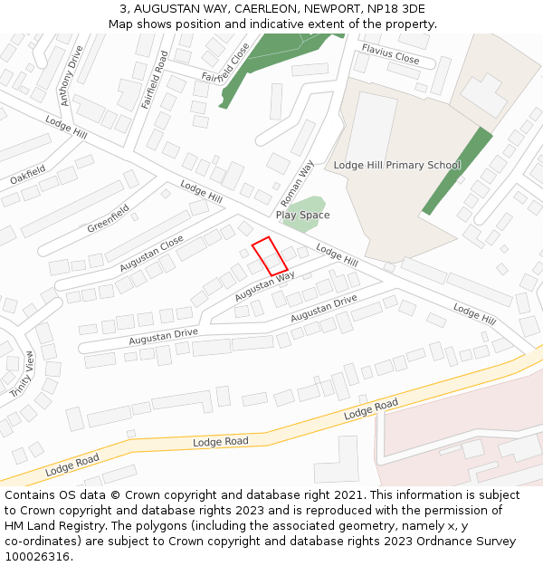 3, AUGUSTAN WAY, CAERLEON, NEWPORT, NP18 3DE: Location map and indicative extent of plot