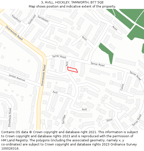 3, AVILL, HOCKLEY, TAMWORTH, B77 5QE: Location map and indicative extent of plot