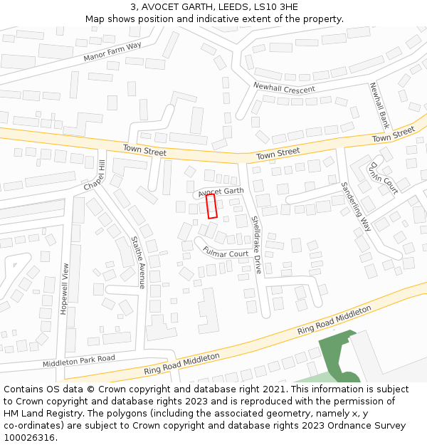 3, AVOCET GARTH, LEEDS, LS10 3HE: Location map and indicative extent of plot