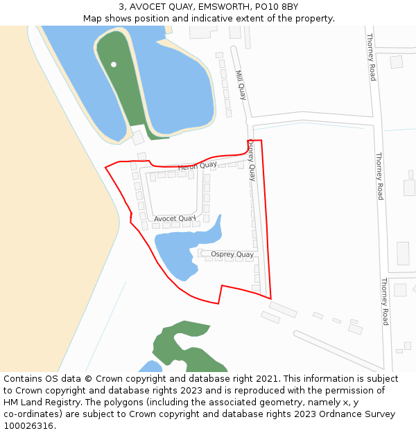 3, AVOCET QUAY, EMSWORTH, PO10 8BY: Location map and indicative extent of plot