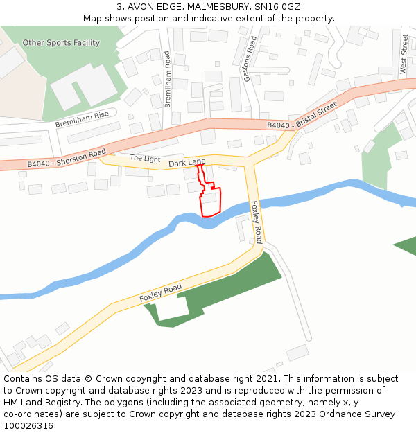 3, AVON EDGE, MALMESBURY, SN16 0GZ: Location map and indicative extent of plot