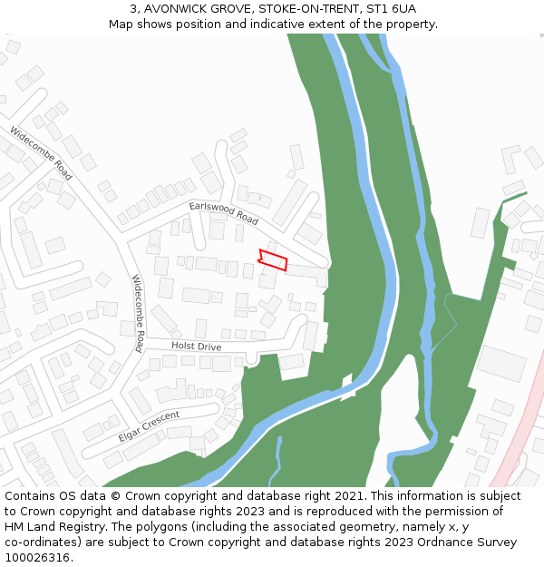 3, AVONWICK GROVE, STOKE-ON-TRENT, ST1 6UA: Location map and indicative extent of plot