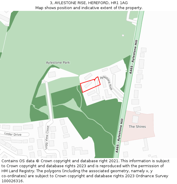 3, AYLESTONE RISE, HEREFORD, HR1 1AG: Location map and indicative extent of plot