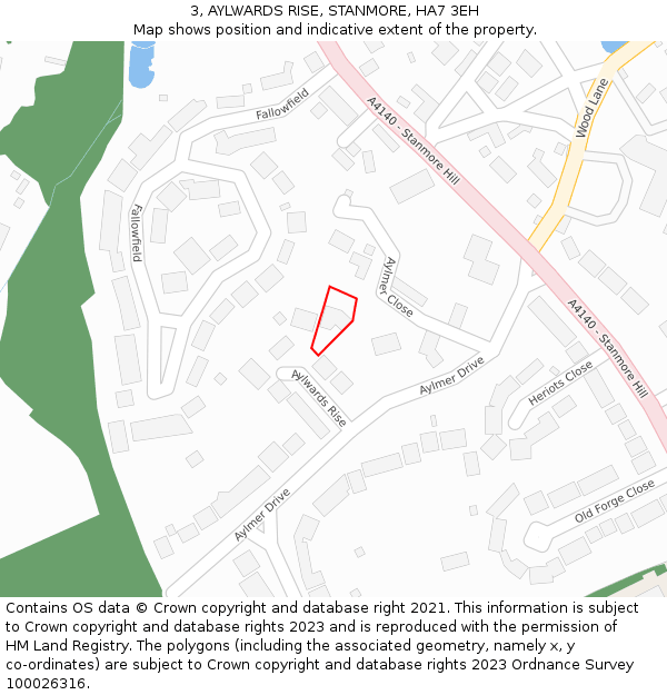 3, AYLWARDS RISE, STANMORE, HA7 3EH: Location map and indicative extent of plot