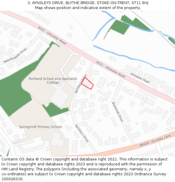 3, AYNSLEYS DRIVE, BLYTHE BRIDGE, STOKE-ON-TRENT, ST11 9HJ: Location map and indicative extent of plot