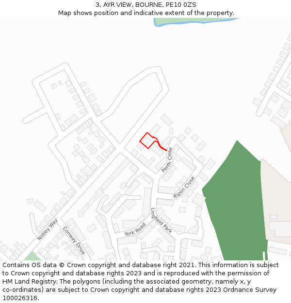 3, AYR VIEW, BOURNE, PE10 0ZS: Location map and indicative extent of plot