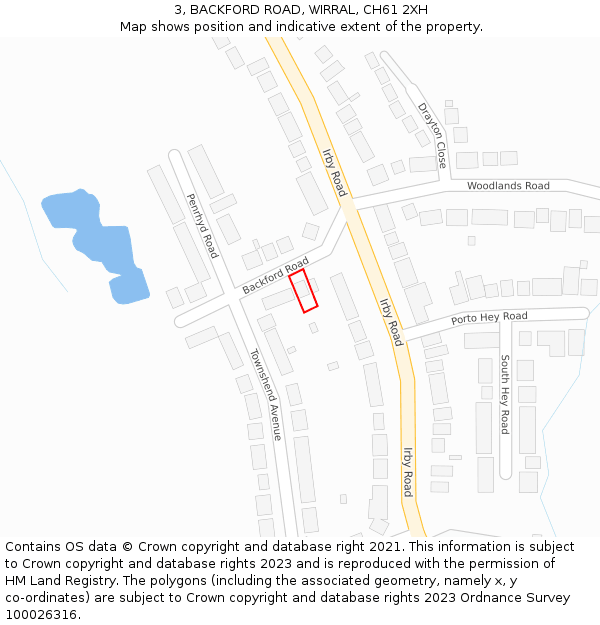 3, BACKFORD ROAD, WIRRAL, CH61 2XH: Location map and indicative extent of plot