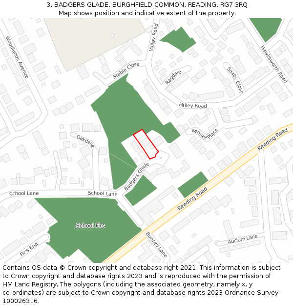 3, BADGERS GLADE, BURGHFIELD COMMON, READING, RG7 3RQ: Location map and indicative extent of plot