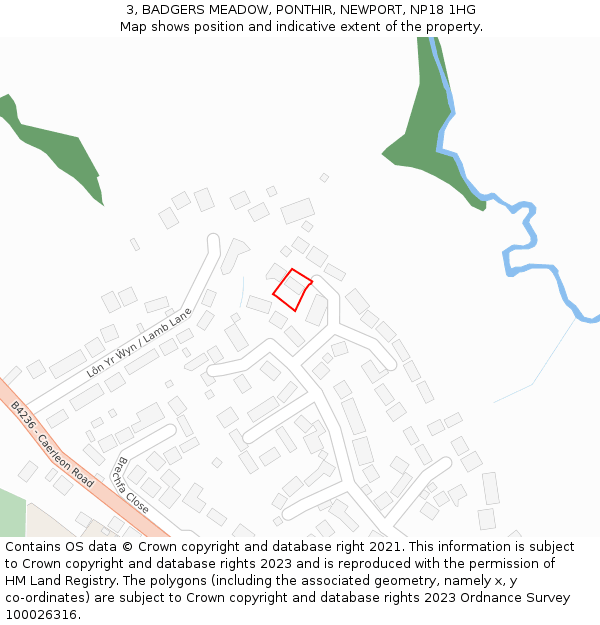 3, BADGERS MEADOW, PONTHIR, NEWPORT, NP18 1HG: Location map and indicative extent of plot