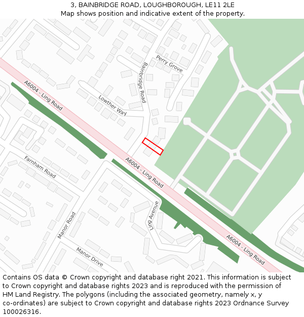 3, BAINBRIDGE ROAD, LOUGHBOROUGH, LE11 2LE: Location map and indicative extent of plot