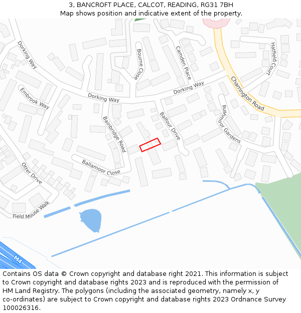 3, BANCROFT PLACE, CALCOT, READING, RG31 7BH: Location map and indicative extent of plot
