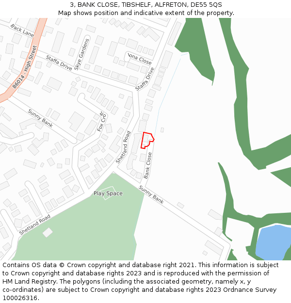 3, BANK CLOSE, TIBSHELF, ALFRETON, DE55 5QS: Location map and indicative extent of plot