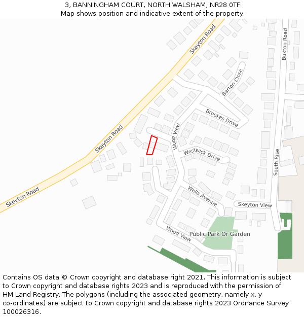 3, BANNINGHAM COURT, NORTH WALSHAM, NR28 0TF: Location map and indicative extent of plot