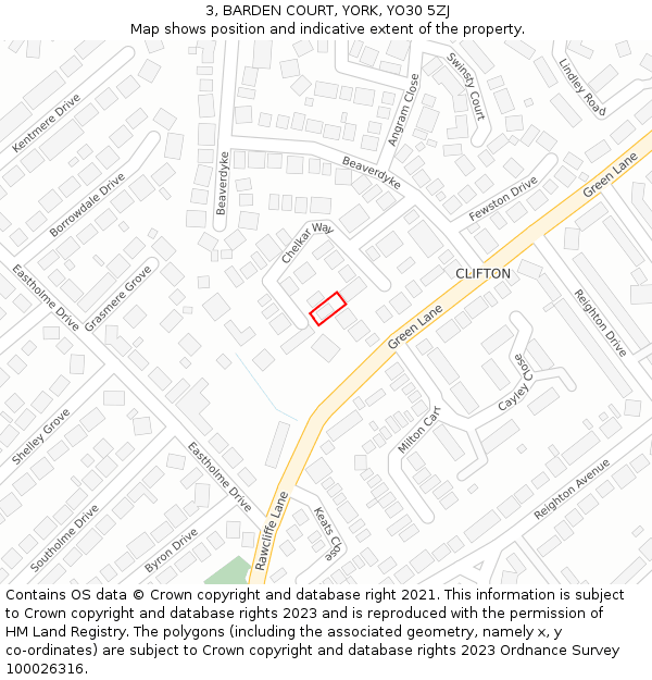 3, BARDEN COURT, YORK, YO30 5ZJ: Location map and indicative extent of plot