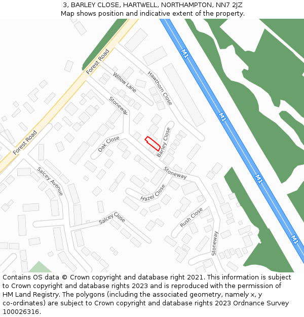 3, BARLEY CLOSE, HARTWELL, NORTHAMPTON, NN7 2JZ: Location map and indicative extent of plot