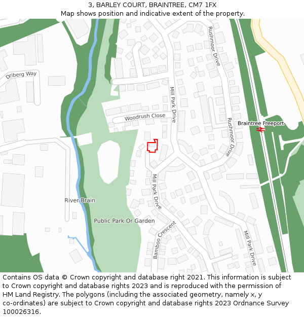 3, BARLEY COURT, BRAINTREE, CM7 1FX: Location map and indicative extent of plot