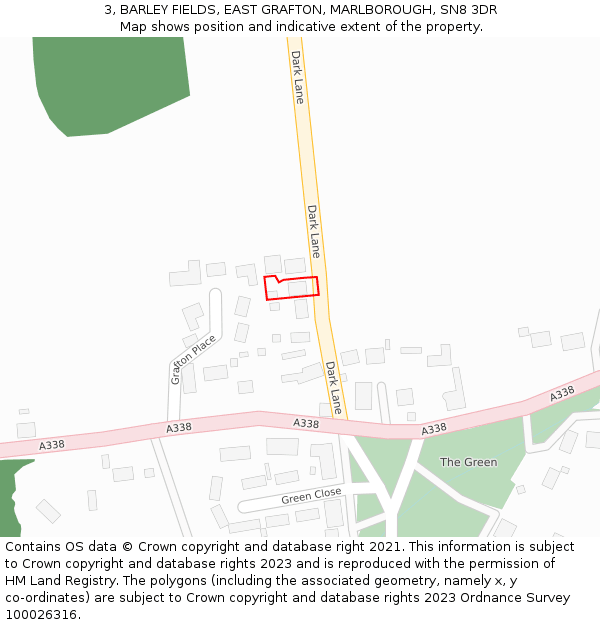 3, BARLEY FIELDS, EAST GRAFTON, MARLBOROUGH, SN8 3DR: Location map and indicative extent of plot
