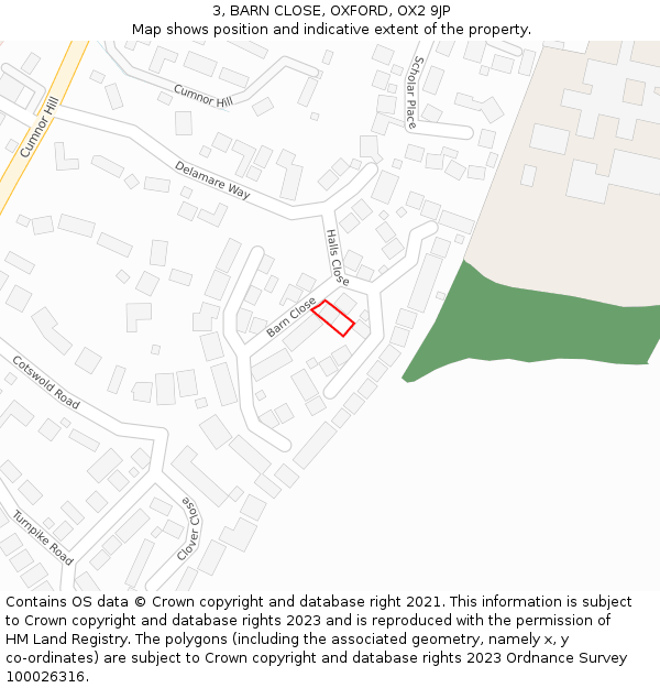 3, BARN CLOSE, OXFORD, OX2 9JP: Location map and indicative extent of plot