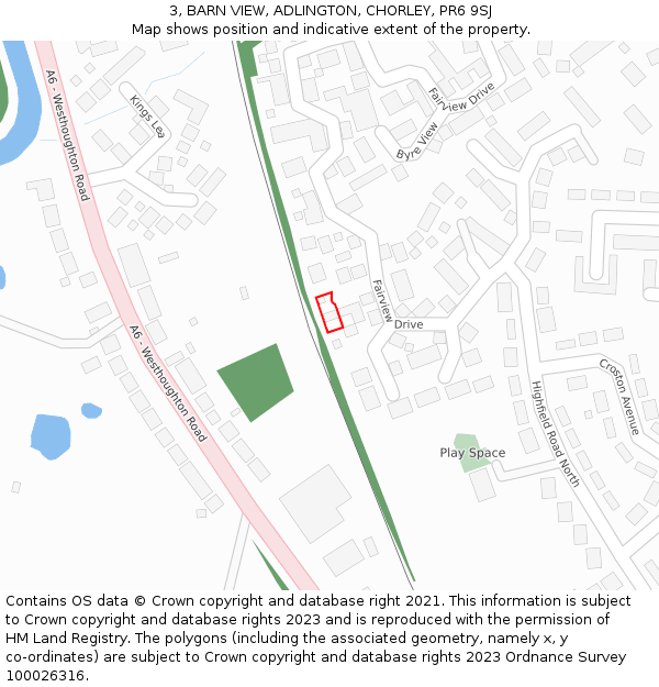 3, BARN VIEW, ADLINGTON, CHORLEY, PR6 9SJ: Location map and indicative extent of plot