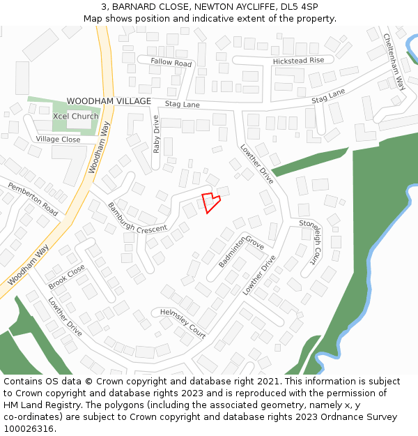 3, BARNARD CLOSE, NEWTON AYCLIFFE, DL5 4SP: Location map and indicative extent of plot