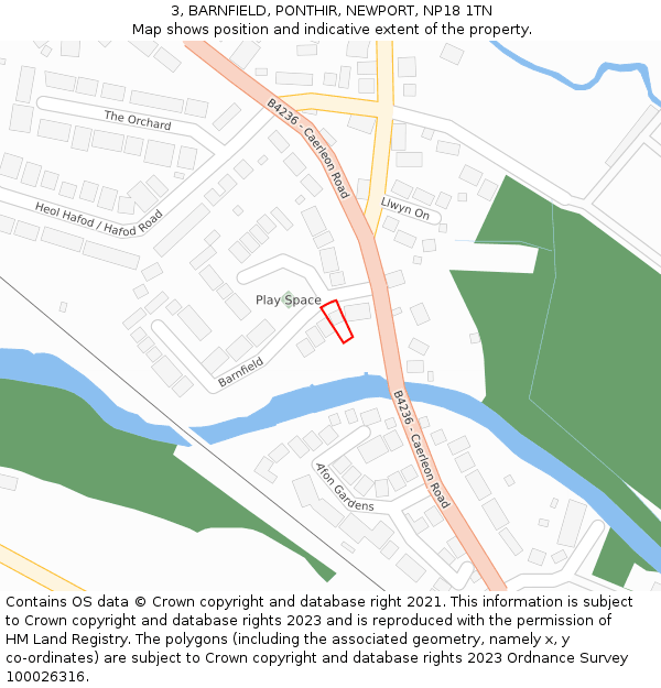 3, BARNFIELD, PONTHIR, NEWPORT, NP18 1TN: Location map and indicative extent of plot