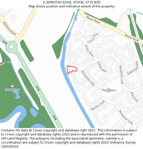 3, BARNTON EDGE, STONE, ST15 8ZR: Location map and indicative extent of plot