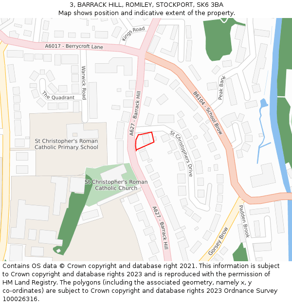 3, BARRACK HILL, ROMILEY, STOCKPORT, SK6 3BA: Location map and indicative extent of plot