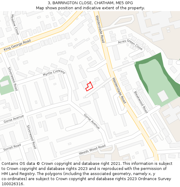 3, BARRINGTON CLOSE, CHATHAM, ME5 0PG: Location map and indicative extent of plot