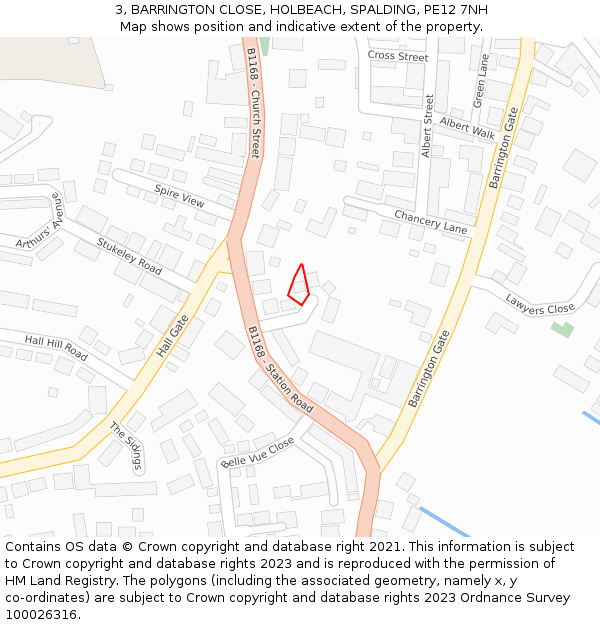 3, BARRINGTON CLOSE, HOLBEACH, SPALDING, PE12 7NH: Location map and indicative extent of plot