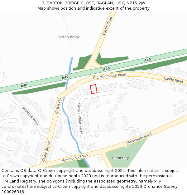 3, BARTON BRIDGE CLOSE, RAGLAN, USK, NP15 2JW: Location map and indicative extent of plot