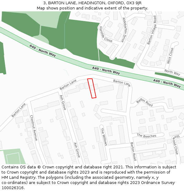 3, BARTON LANE, HEADINGTON, OXFORD, OX3 9JR: Location map and indicative extent of plot