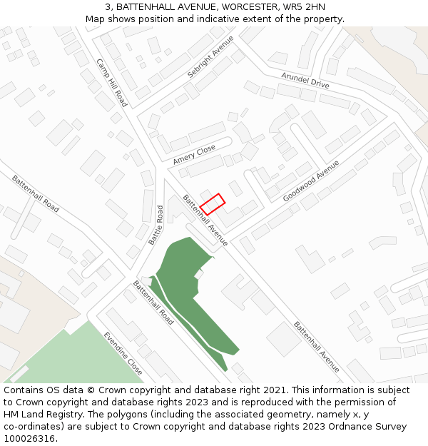 3, BATTENHALL AVENUE, WORCESTER, WR5 2HN: Location map and indicative extent of plot