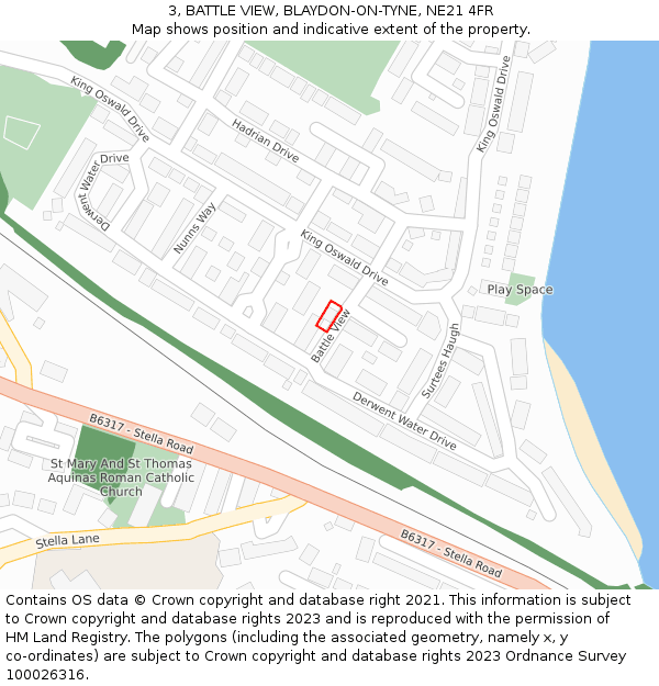 3, BATTLE VIEW, BLAYDON-ON-TYNE, NE21 4FR: Location map and indicative extent of plot