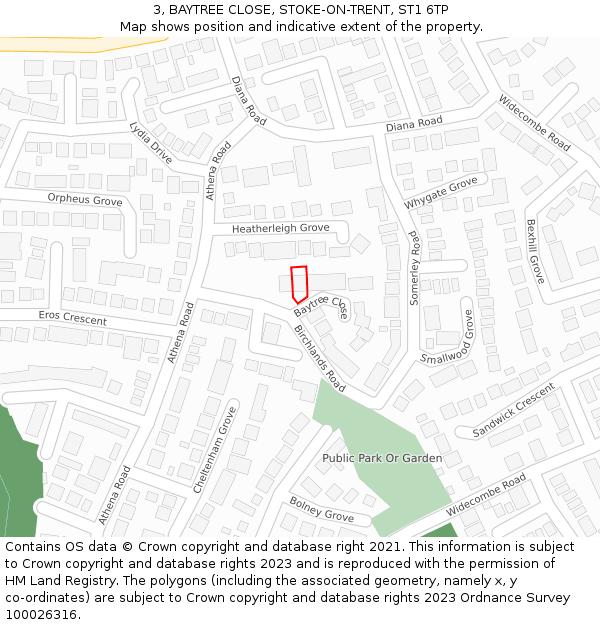 3, BAYTREE CLOSE, STOKE-ON-TRENT, ST1 6TP: Location map and indicative extent of plot