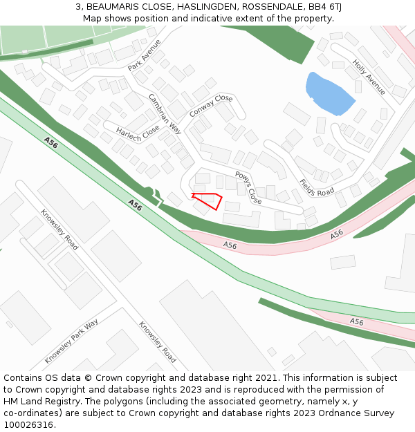 3, BEAUMARIS CLOSE, HASLINGDEN, ROSSENDALE, BB4 6TJ: Location map and indicative extent of plot