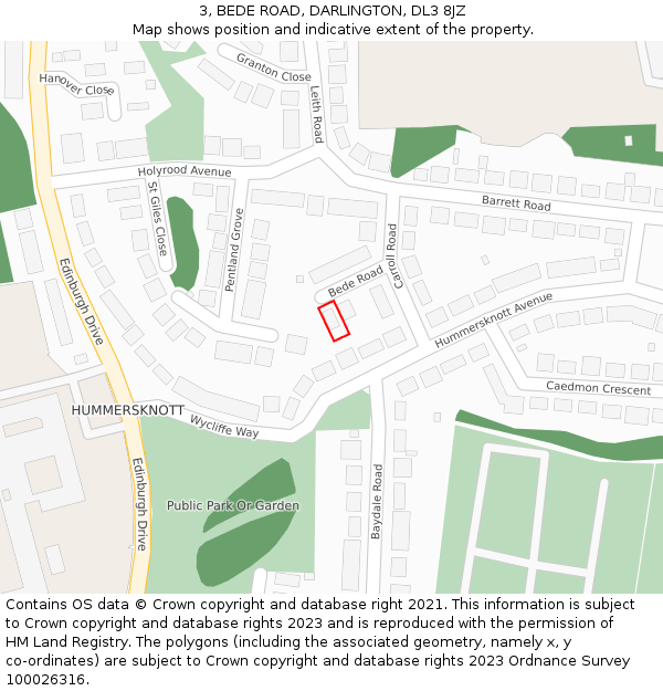 3, BEDE ROAD, DARLINGTON, DL3 8JZ: Location map and indicative extent of plot