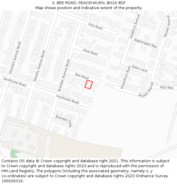 3, BEE ROAD, PEACEHAVEN, BN10 8DF: Location map and indicative extent of plot