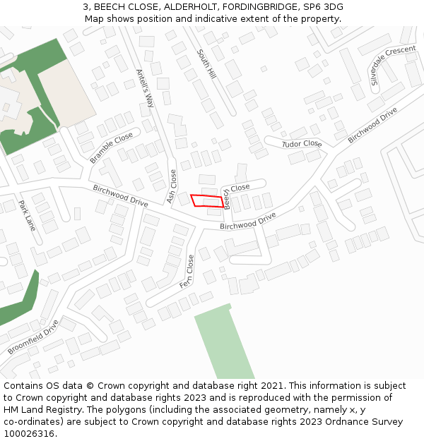 3, BEECH CLOSE, ALDERHOLT, FORDINGBRIDGE, SP6 3DG: Location map and indicative extent of plot