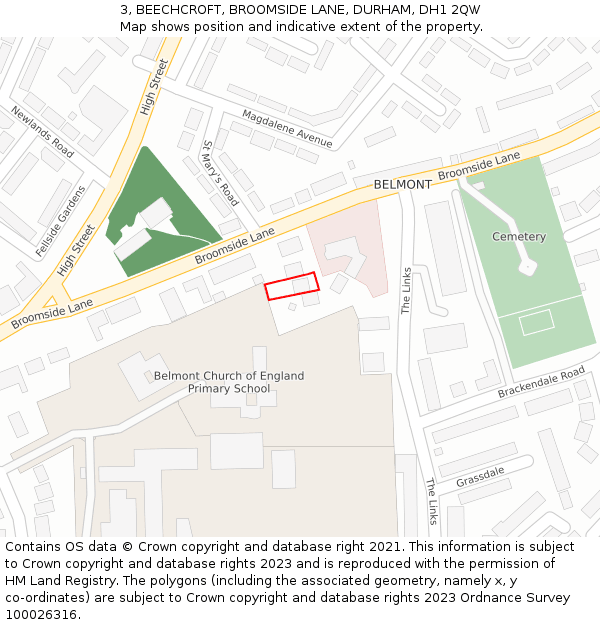 3, BEECHCROFT, BROOMSIDE LANE, DURHAM, DH1 2QW: Location map and indicative extent of plot