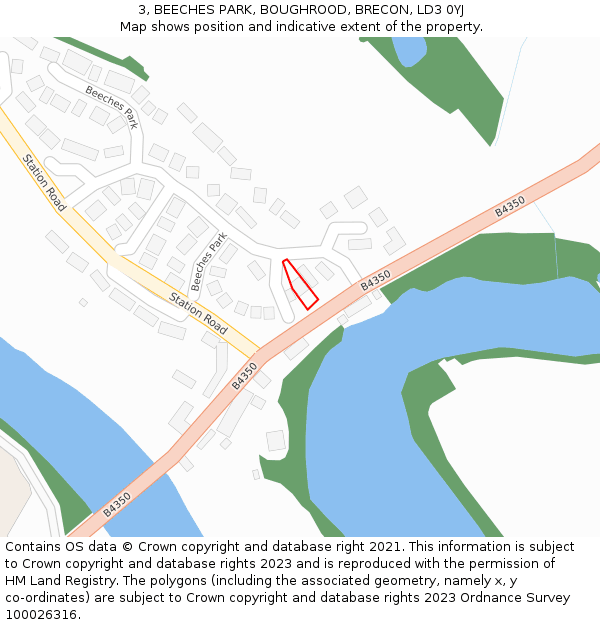 3, BEECHES PARK, BOUGHROOD, BRECON, LD3 0YJ: Location map and indicative extent of plot