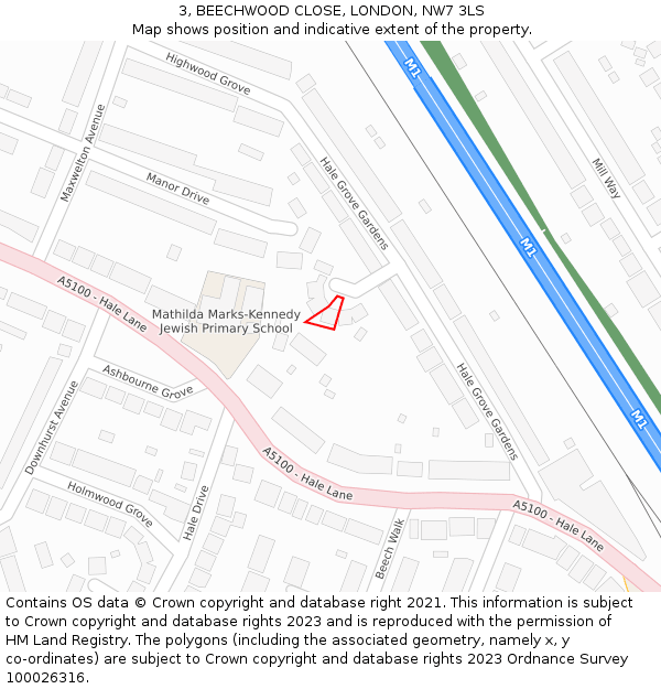 3, BEECHWOOD CLOSE, LONDON, NW7 3LS: Location map and indicative extent of plot