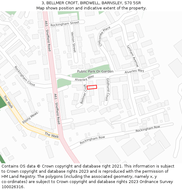 3, BELLMER CROFT, BIRDWELL, BARNSLEY, S70 5SR: Location map and indicative extent of plot