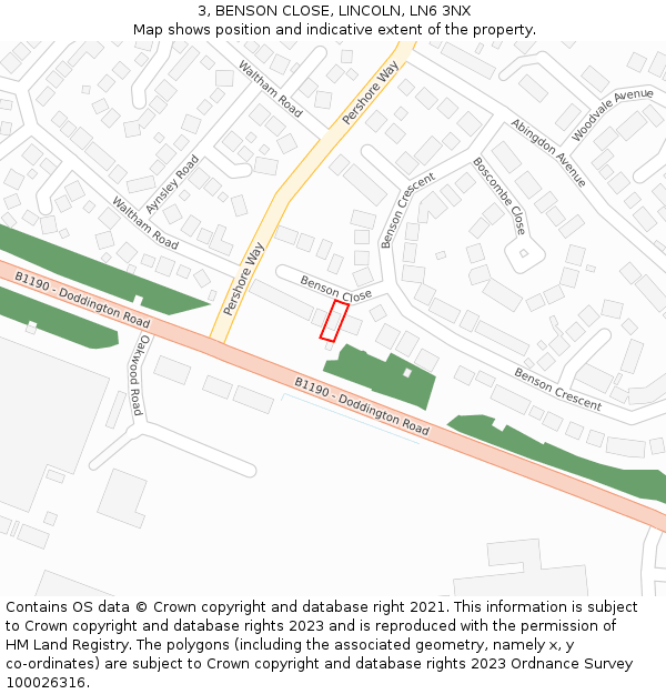 3, BENSON CLOSE, LINCOLN, LN6 3NX: Location map and indicative extent of plot