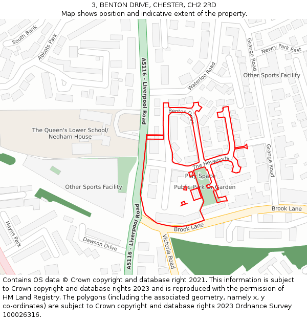 3, BENTON DRIVE, CHESTER, CH2 2RD: Location map and indicative extent of plot