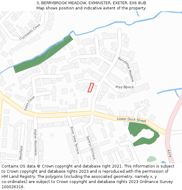 3, BERRYBROOK MEADOW, EXMINSTER, EXETER, EX6 8UB: Location map and indicative extent of plot