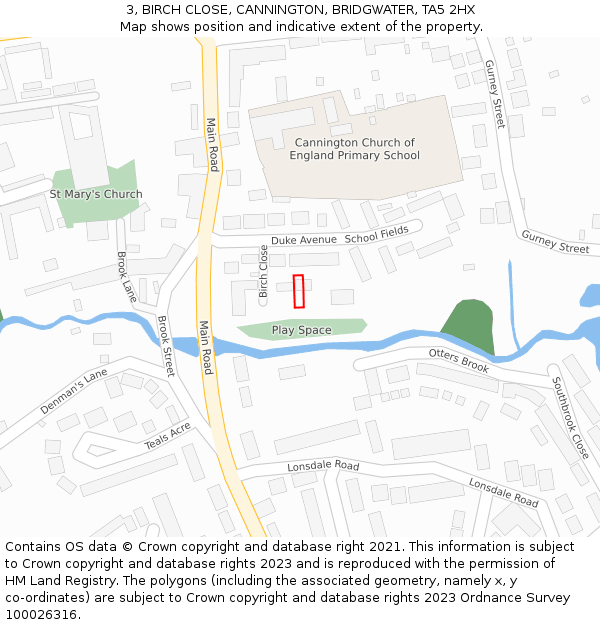 3, BIRCH CLOSE, CANNINGTON, BRIDGWATER, TA5 2HX: Location map and indicative extent of plot