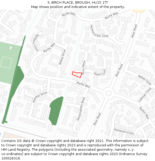3, BIRCH PLACE, BROUGH, HU15 1TT: Location map and indicative extent of plot