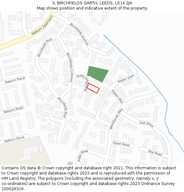 3, BIRCHFIELDS GARTH, LEEDS, LS14 2JA: Location map and indicative extent of plot